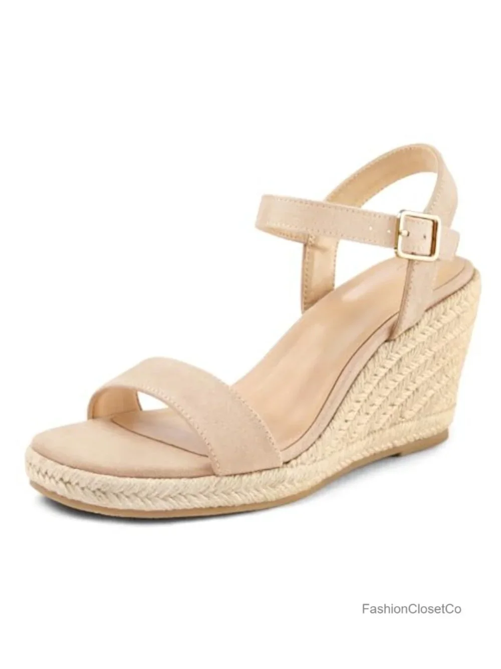Women's Platform Espadrille Wedge Sandals Open Toe Ankle Strap Buckle Casual